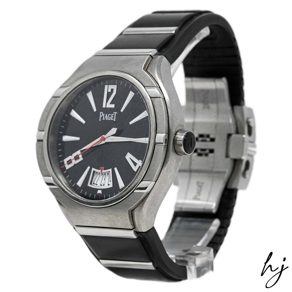 Piaget Mens Polo 45 Titanium and Stainless Steel 45mm Case Black Stick Dial Ref# P10605 - Happy Jewelers Fine Jewelry Lifetime Warranty