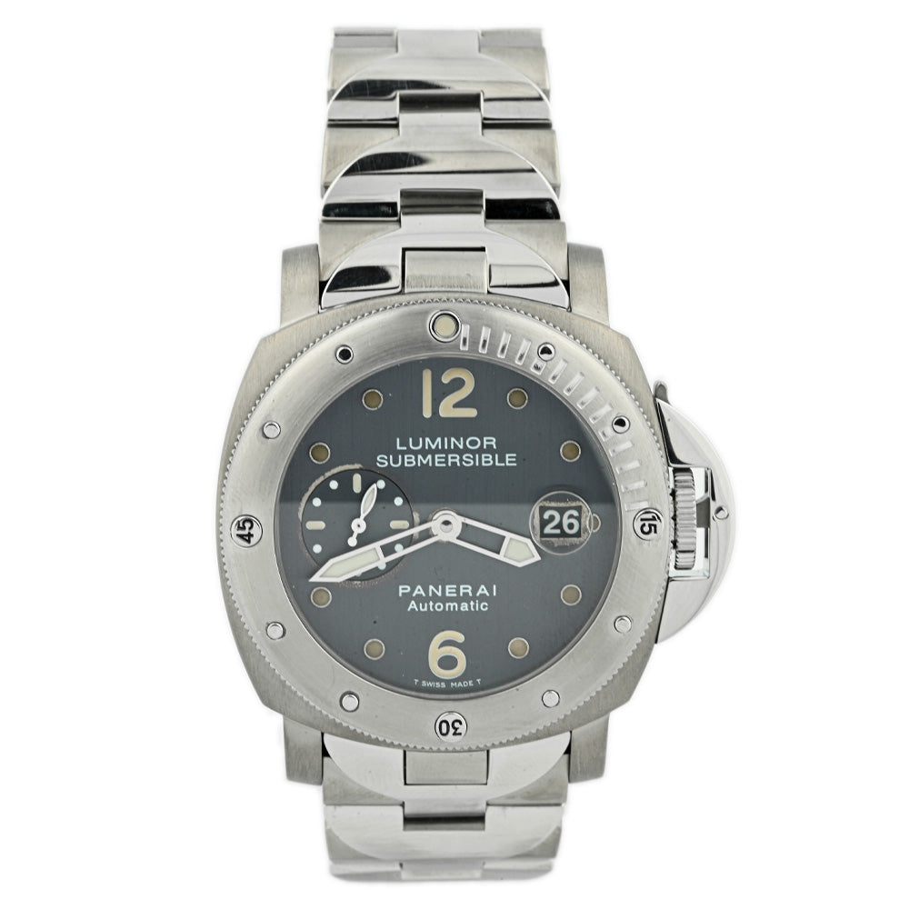 Panerai Men's Luminor Submersible Stainless Steel 44mm Anthracite Dot & Arabic Dial Watch Reference #: PAM00106 - Happy Jewelers Fine Jewelry Lifetime Warranty