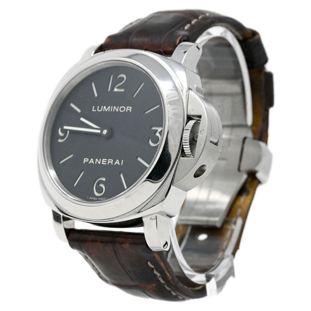 Panerai Men's Luminor Base Stainless Steel 44mm Black Dial Watch Reference #: PAM00112 - Happy Jewelers Fine Jewelry Lifetime Warranty