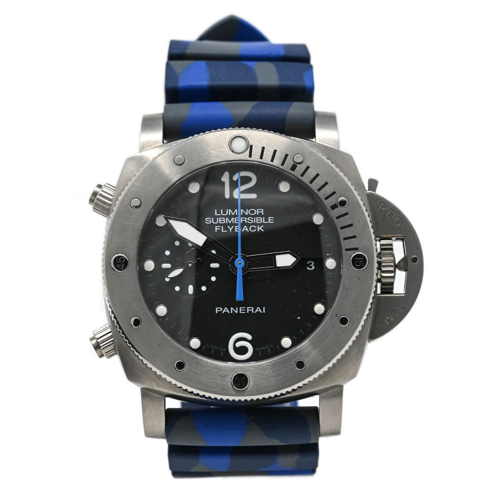 Panerai Men s Submersible Flyback Titanium 47mm Black Dial Watch