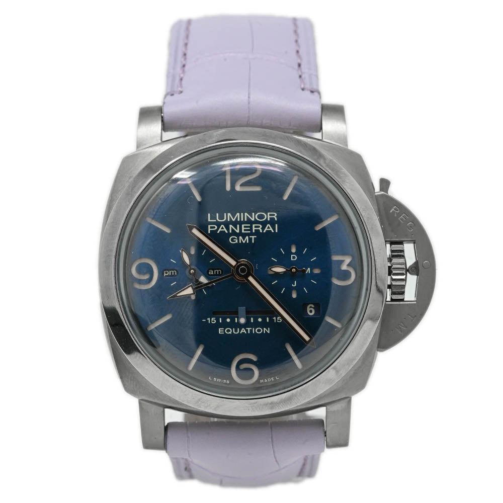 Panerai Men's Luminor Equation of Time Titanium 47mm Blue Dial Watch Reference #: PAM00670 - Happy Jewelers Fine Jewelry Lifetime Warranty