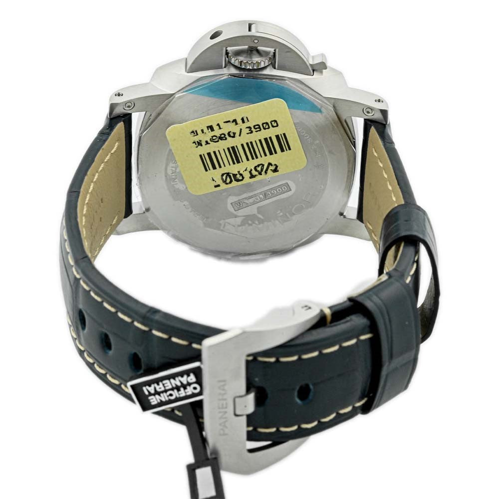 Panerai Men's Luminor Marina Stainless Steel 44mm Blue Stick & Arabic Dial Watch Reference #: PAM01313 - Happy Jewelers Fine Jewelry Lifetime Warranty