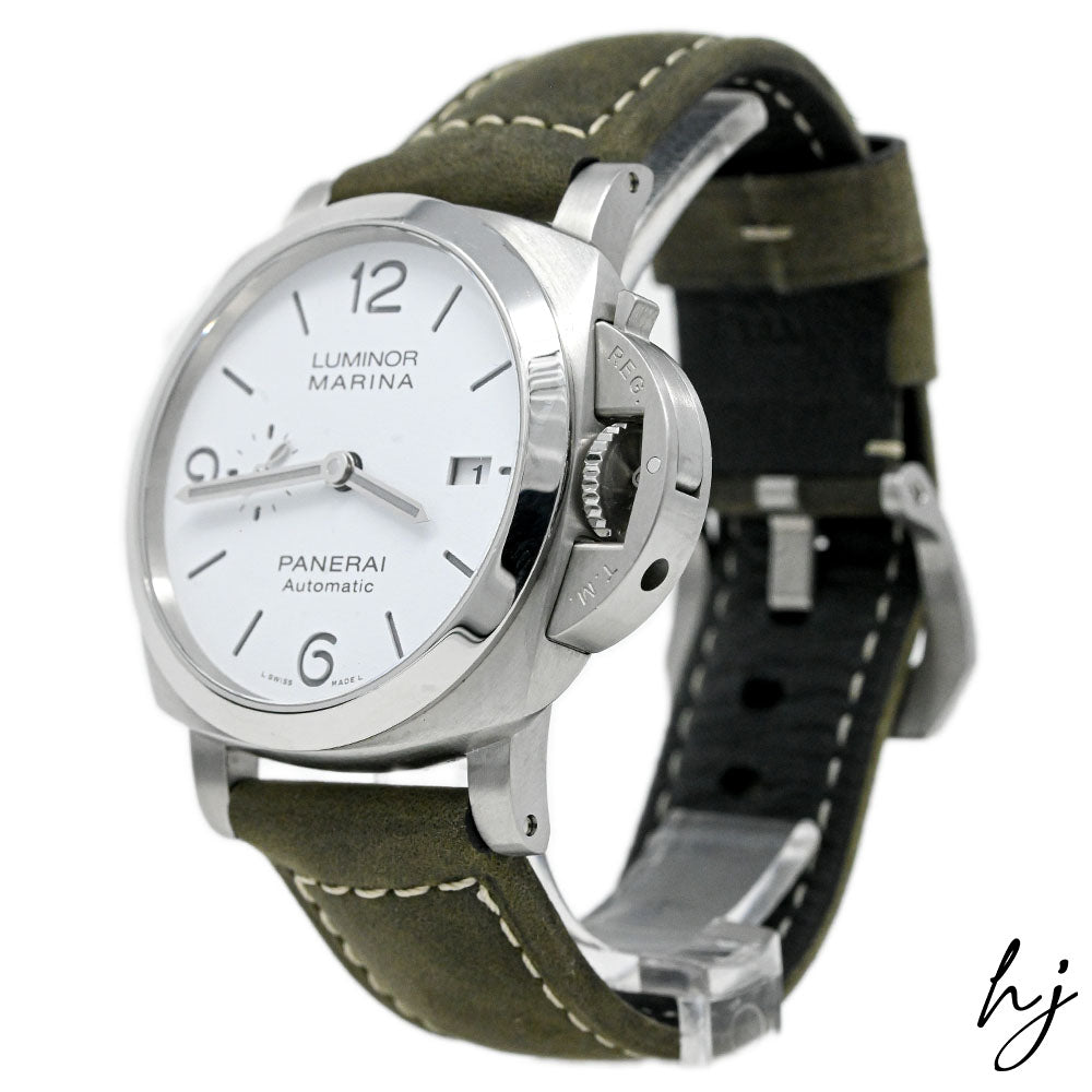 Load image into Gallery viewer, FOR JEFFREY: Panerai Men&amp;#39;s Luminor Marina Stainless Steel 44mm White Stick &amp;amp; Arabic Numeral Dial Watch Reference #: PAM01314 - Happy Jewelers Fine Jewelry Lifetime Warranty
