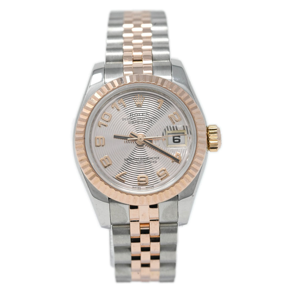 Rolex Datejust 26mm Two Tone Rose Gold & Stainless Steel Pink Concentric Arabic Dial Watch Reference# 179171 - Happy Jewelers Fine Jewelry Lifetime Warranty