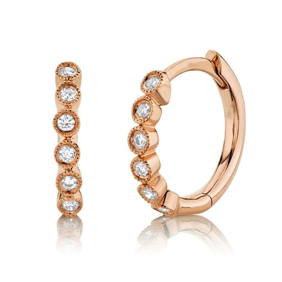 Diamond Bezel Huggie Earrings - Happy Jewelers Fine Jewelry Lifetime Warranty