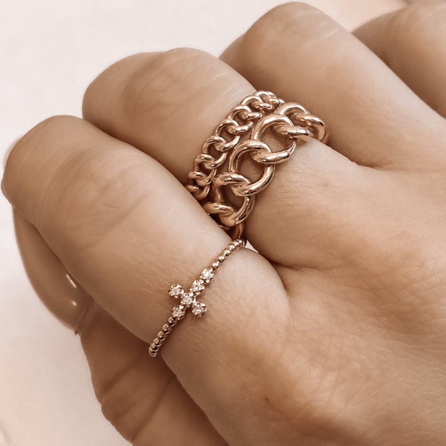 Mini Bubble Cross Ring - Happy Jewelers Fine Jewelry Lifetime Warranty