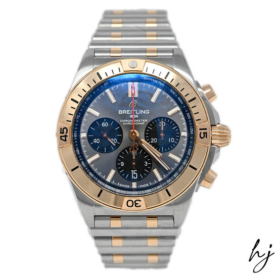 Load image into Gallery viewer, Breitling Men&amp;#39;s Chronomat 18K Red Gold &amp;amp; Steel 42mm Grey Anthracite Stick Dial Watch Reference #: UB0134101B1U1 - Happy Jewelers Fine Jewelry Lifetime Warranty
