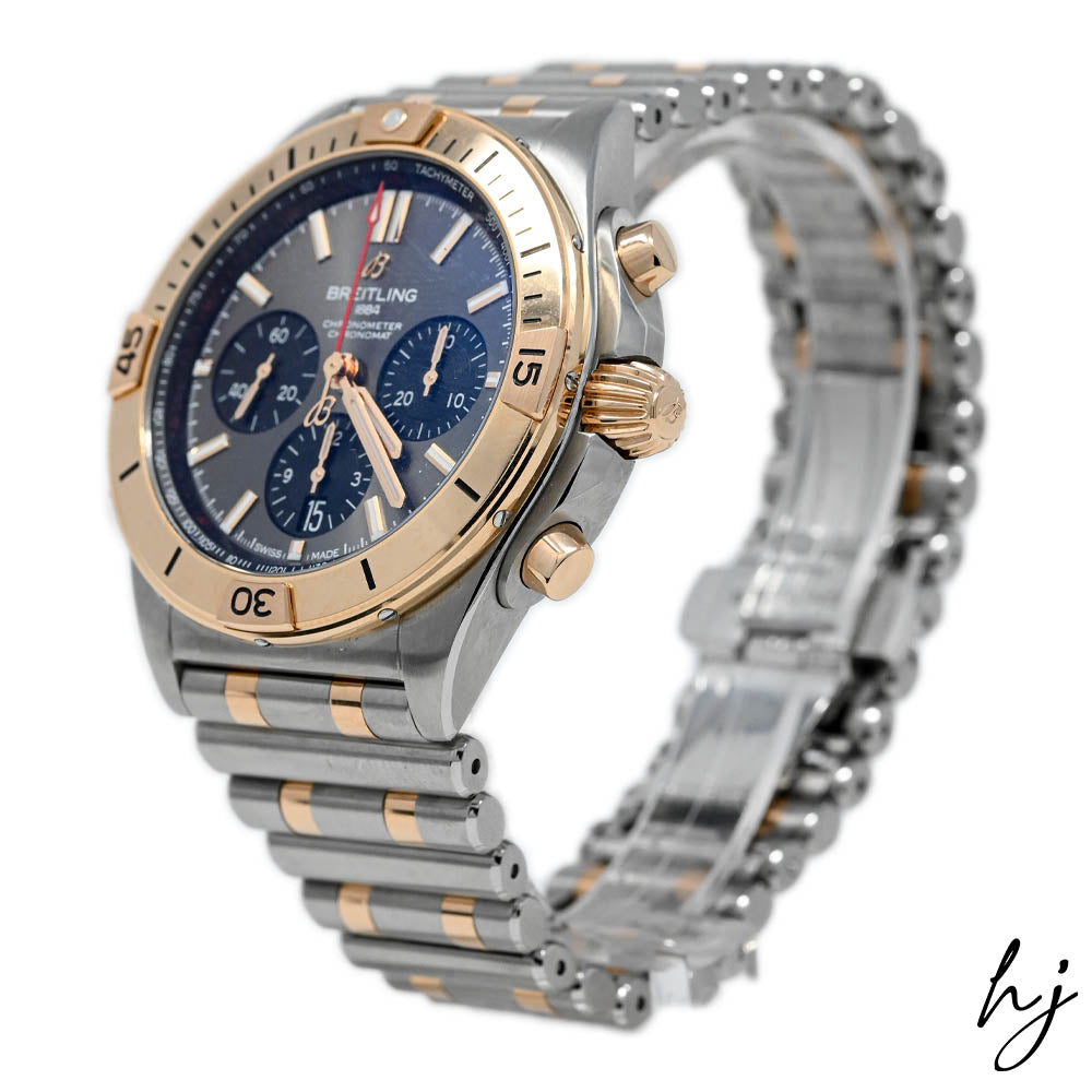 Breitling Men's Chronomat 18K Red Gold & Steel 42mm Grey Anthracite Stick Dial Watch Reference #: UB0134101B1U1 - Happy Jewelers Fine Jewelry Lifetime Warranty