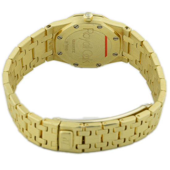 Audemars Piguet Lady's Vintage Royal Oak Quartz 18K Yellow Gold 28mm Silver Roman Numeral & Dot Dial Watch - Happy Jewelers Fine Jewelry Lifetime Warranty