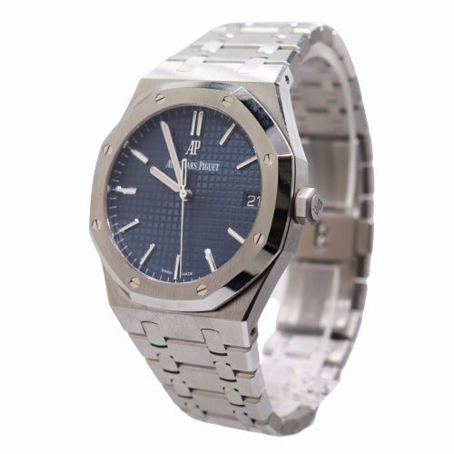 Load image into Gallery viewer, NEW! Audemars Piguet Men&amp;#39;s Royal Oak Stainless Steel 41mm Blue &amp;quot;Grande Tapisserie&amp;quot; Stick Dial Watch Ref #15500ST.OO.1220ST.01 - Happy Jewelers Fine Jewelry Lifetime Warranty
