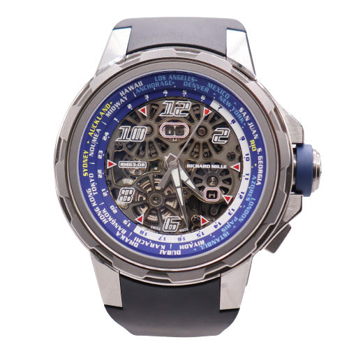 Load image into Gallery viewer, Richard Mille Men&amp;#39;s World Timer Titanium 47mm Skeleton Dial Watch Reference #: RM63-02 - Happy Jewelers Fine Jewelry Lifetime Warranty

