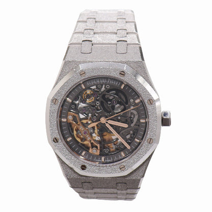 NEW! Audemars Piguet Men's Royal Oak White Gold Diamond Frosted 41mm Skeleton Dial Watch Ref# 15407BC.GG.1224BC.01 - Happy Jewelers Fine Jewelry Lifetime Warranty