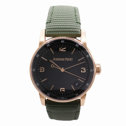 Audemars Piguet Men's Rose Gold Code 11.59 41mm Black Dial Watch Ref #15210OR.OO.A001VE.01 - Happy Jewelers Fine Jewelry Lifetime Warranty