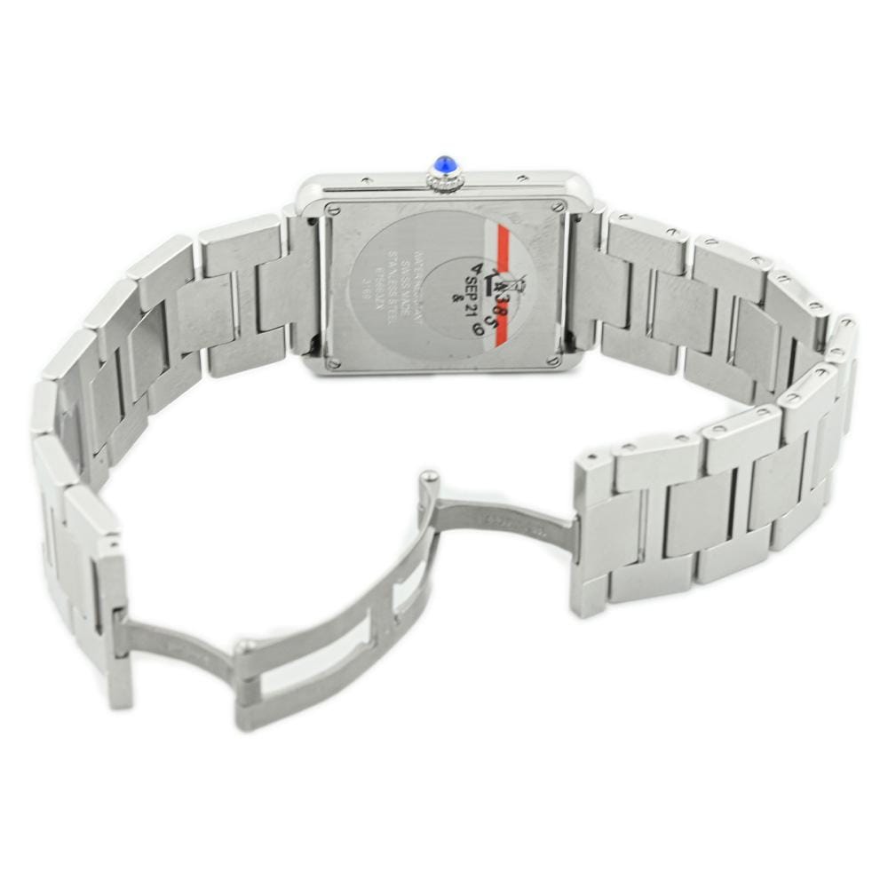 Cartier Unisex Tank SOLO Stainless Steel 34.8 mm x 27.4 mm Silver Roman Dial Watch Reference #: W5200014 - Happy Jewelers Fine Jewelry Lifetime Warranty