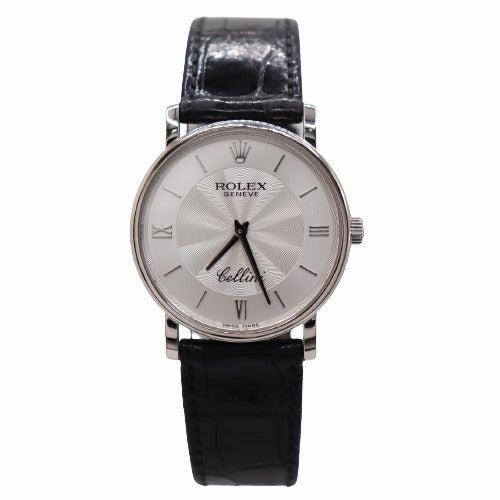 Rolex Ladies Cellini White Gold 32mm Silver Roman & Stick Dial Watch Ref #51159 - Happy Jewelers Fine Jewelry Lifetime Warranty