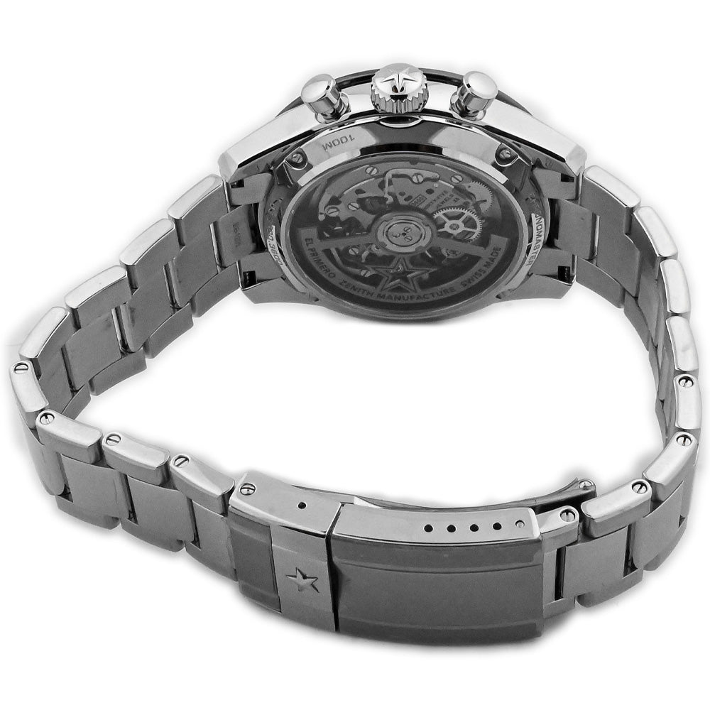 Zenith Men's El Primero Stainless Steel 41mm Black Chronograph Stick Dial Watch Reference #: 03.3100.3600/21.m3100 - Happy Jewelers Fine Jewelry Lifetime Warranty