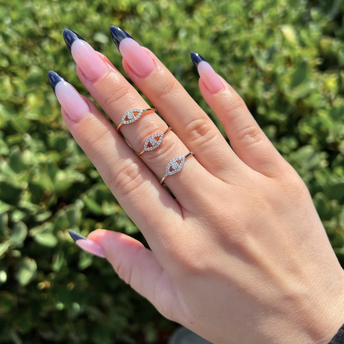 Diamond Evil Eye Ring - 14 Karat Gold Ring for Women - Rose Gold – MOSUO