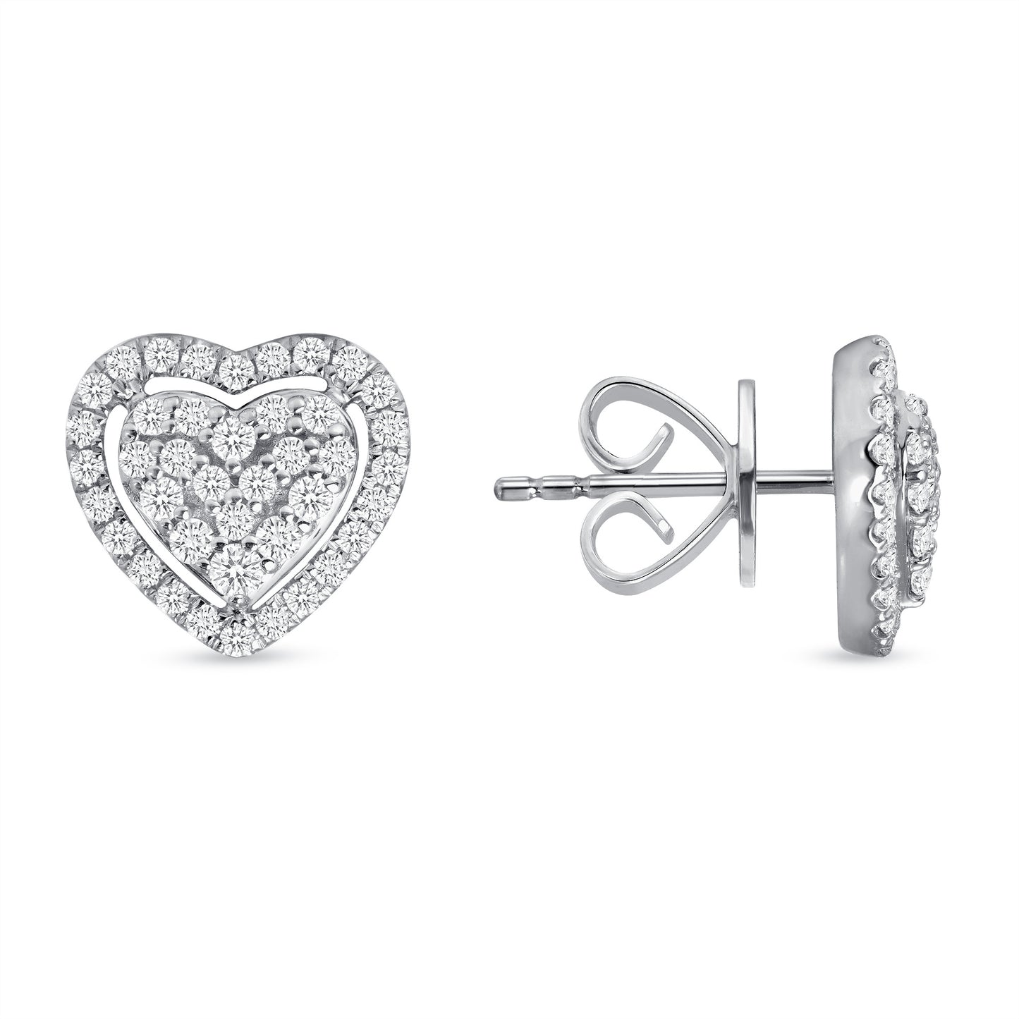 Diamond Heart Halo Earrings - Happy Jewelers Fine Jewelry Lifetime Warranty