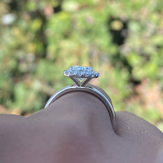 1.25 Oval Cut Halo Lab Created Diamond Engagement Ring - Happy Jewelers Fine Jewelry Lifetime Warranty