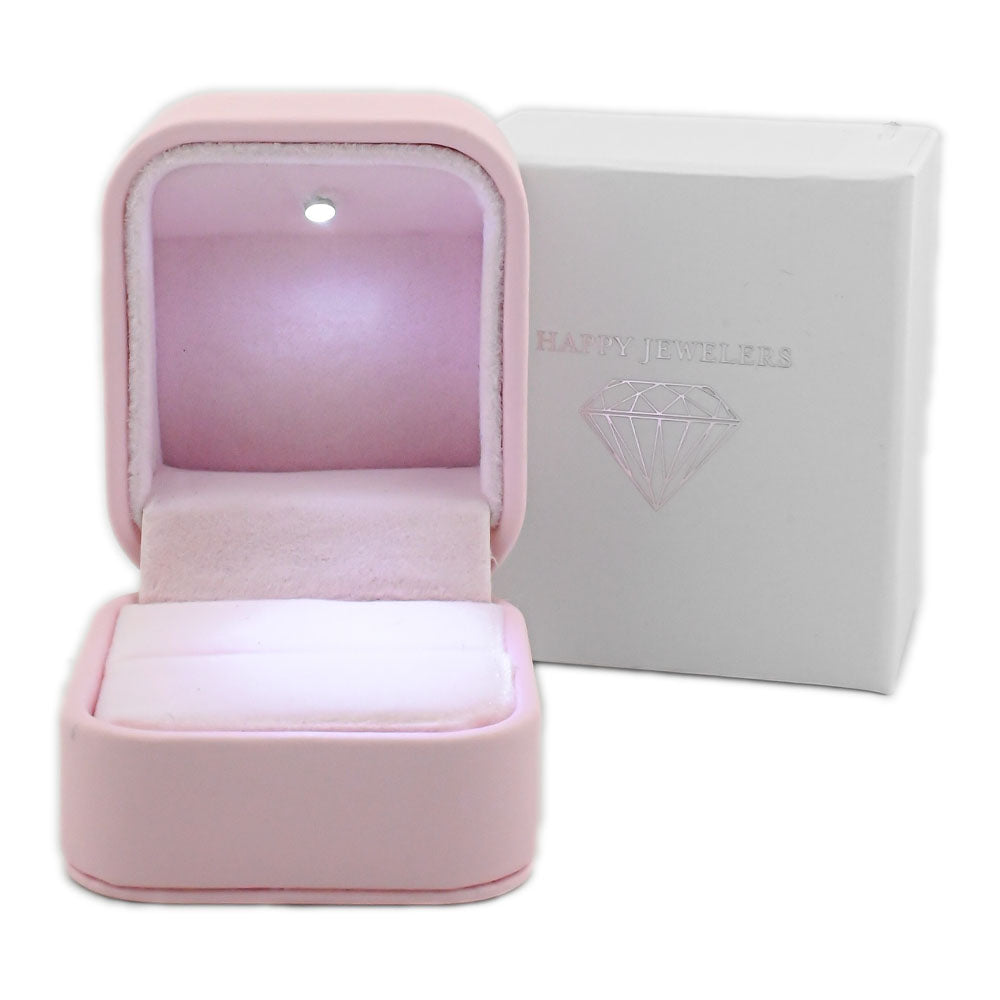 Led Pendant Necklace Box Bracelet Box Couple Jewelry Gift Boxes Case Small  Jewelry Display For Proposal Engagement Wedding Valentine's Day (pink)