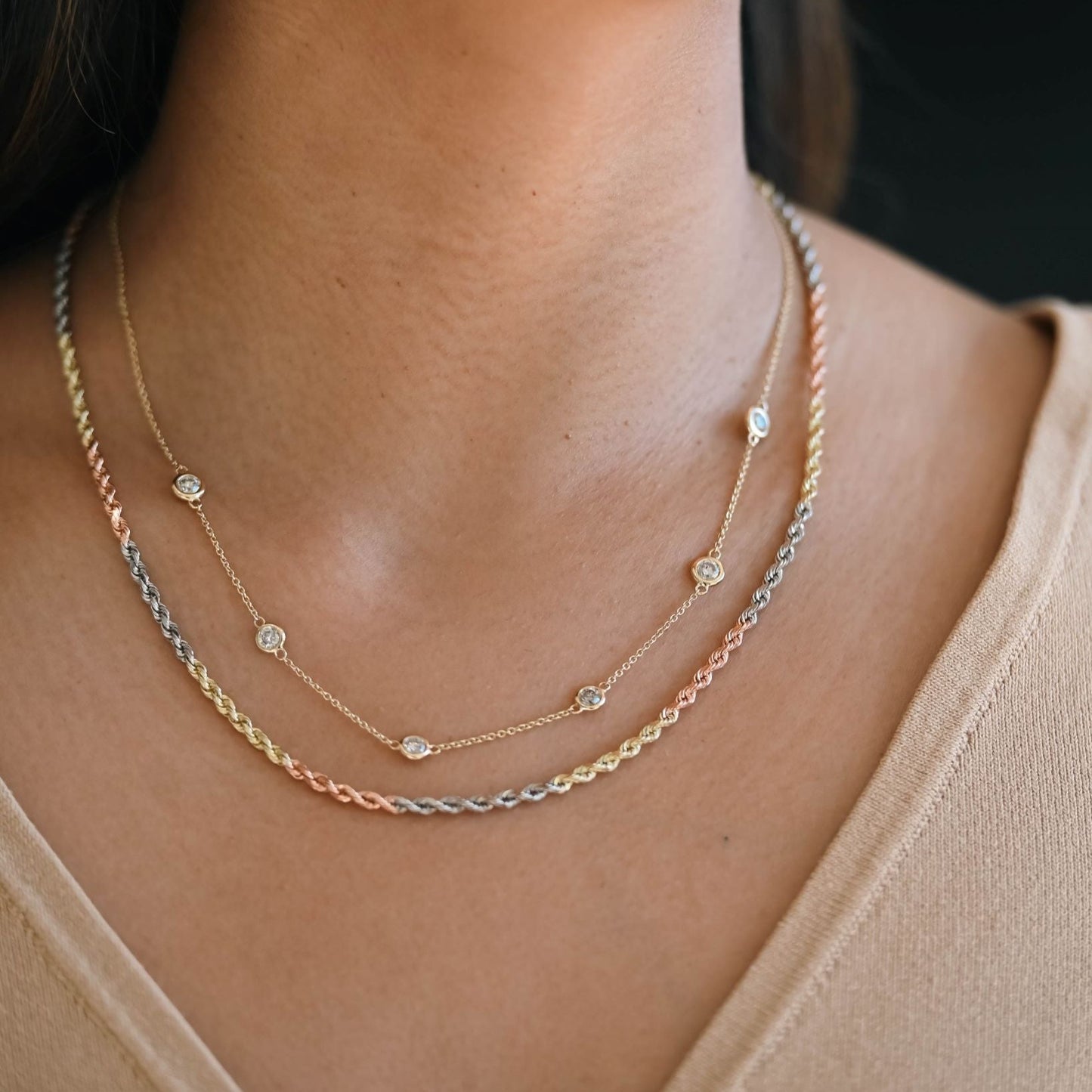 14K Yellow Gold Rope Chain Necklace 5mm -Unisex 22